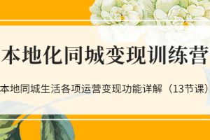 本地化同城变现训练营：本地同城生活各项运营变现功能详解（13节课）