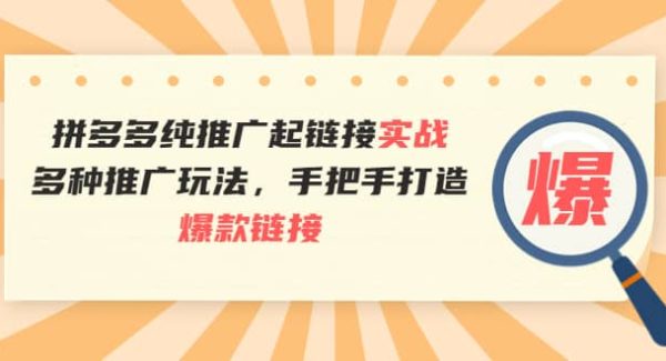 拼多多纯推广起链接实战：多种推广玩法，手把手打造爆款链接