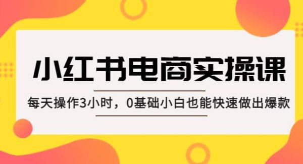 小红书·电商实操课：每天操作3小时，0基础小白也能快速做出爆款